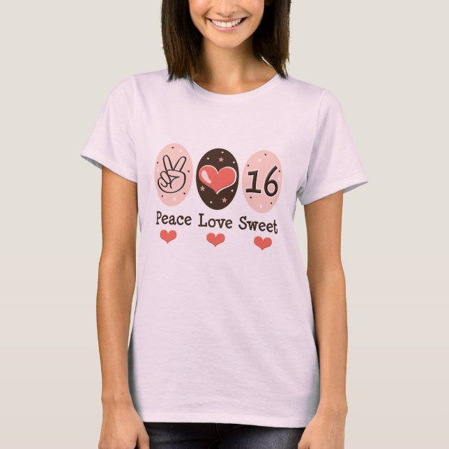 Peace Love Sweet Sixteen Organic Tee (Front)