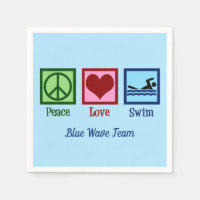 Peace Love Swim Team Custom Blue Pool Party