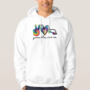 Peace Love Swim Tie Dye Swimmer Swimming Gifts Sum Hoodie