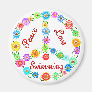 Peace Love Swimming Magnet