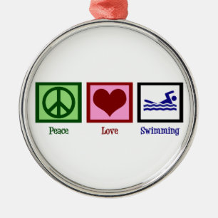 Peace Love Swimming Metal Tree Decoration
