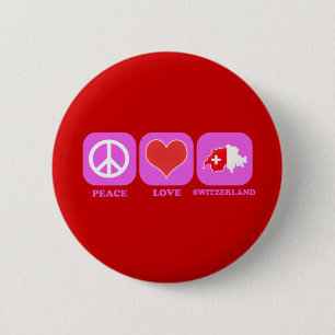 Peace Love Switzerland 6 Cm Round Badge