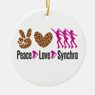 Peace Love Synchro Synchronised Skating Ceramic Tree Decoration