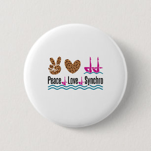 Peace Love Synchro Synchronised Swimming Artistic 6 Cm Round Badge