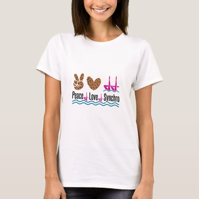 Peace Love Synchro Synchronised Swimming Artistic T-Shirt (Front)