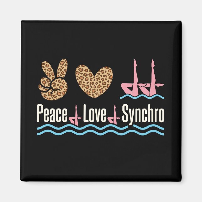 Peace Love Synchro Synchronised Swimming Magnet (Front)