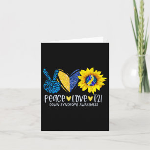Peace Love T21 Blue Yellow Ribbon Down Syndrome Aw Card