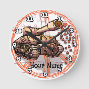 Peace Love Tank Round Clock