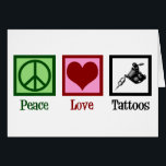 Peace Love Tattoos Cute Tattoo Artist Gun Card<br><div class="desc">Peace Love Tattoos. A cool tattoo artist card with a peace sign,  heart,  and tattoo gun for a tattooist. Cute tattooer present.</div>