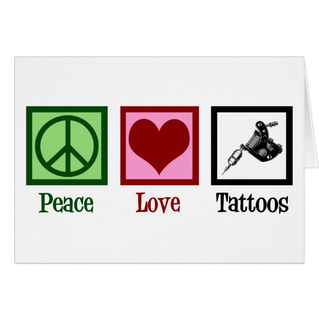 Peace Love Tattoos Cute Tattoo Artist Gun Card (Front Horizontal)