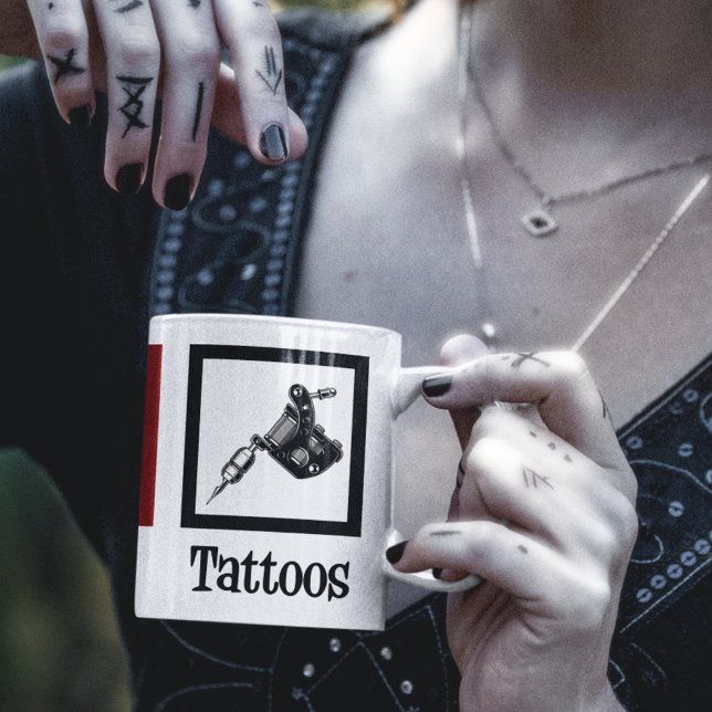 Peace Love Tattoos Cute Tattoo Artist Gun Coffee Mug (Creator Uploaded)