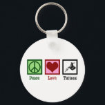 Peace Love Tattoos Cute Tattoo Artist Gun Key Ring<br><div class="desc">Peace Love Tattoos. A cool tattoo artist gift with a peace sign,  heart,  and tattoo gun for a tattooist. Cute tattooer present.</div>
