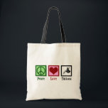 Peace Love Tattoos Cute Tattoo Artist Tote Bag<br><div class="desc">Peace Love Tattoos. A cool tattoo artist gift with a peace sign,  heart,  and tattoo gun for a tattooist. Cute tattooer present.</div>