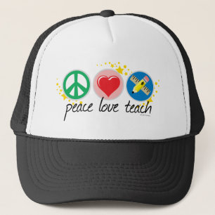 Peace Love Teach Trucker Hat