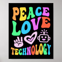 Peace Love Technology Retro Computer Teacher Vibes