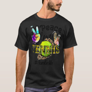 Peace Love Tennis Auntie Life Mum Grandma Leopard T-Shirt