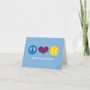 Peace, Love, Tennis Blue Thank You Card