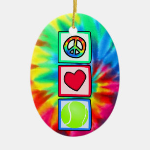 Peace, Love, Tennis Ceramic Tree Decoration