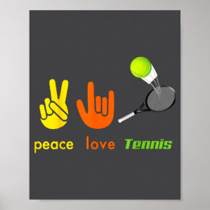 Peace Love Tennis Funny Tennis Lovers Hand Sign De