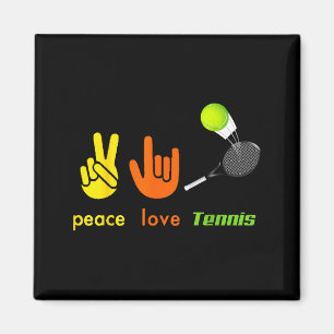 Peace Love Tennis Funny Tennis Lovers Hand Sign De Magnet