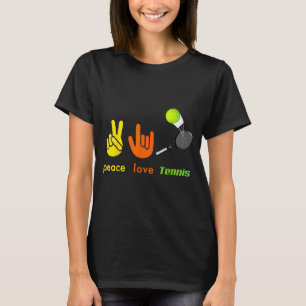 Peace Love Tennis Funny Tennis Lovers Hand Sign De T-Shirt
