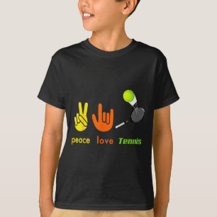 Peace Love Tennis Funny Tennis Lovers Hand Sign De T-Shirt