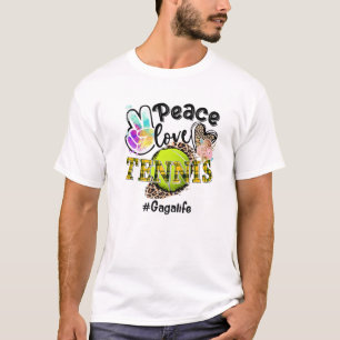 Peace Love Tennis Gaga Life Mom Grandma Leopard T-Shirt