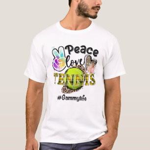 Peace Love Tennis Gammy Life Mum Grandma Leopard T-Shirt