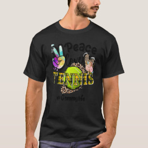 Peace Love Tennis Gammy Life Mum Grandma Leopard T-Shirt