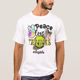 Peace Love Tennis Gigi Life Mum Grandma Leopard T-Shirt
