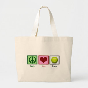 Peace Love Tennis Large Tote Bag