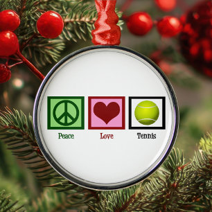 Peace Love Tennis Metal Tree Decoration
