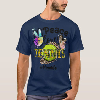 Peace Love Tennis Mimi Life Mum Grandma Leopard T-Shirt