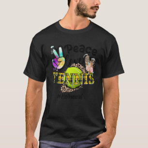 Peace Love Tennis Mother Life Mum Grandma Leopard T-Shirt