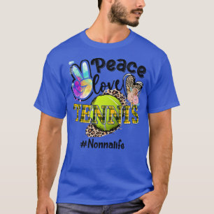 Peace Love Tennis Nonna Life Mom Grandma Leopard T-Shirt