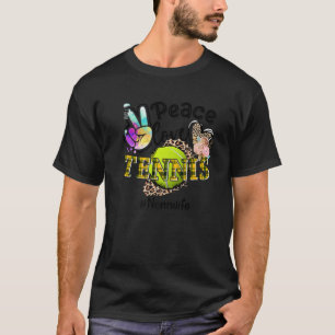Peace Love Tennis Nonni Life Mom Grandma Leopard T-Shirt