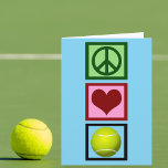 Peace Love Tennis Player Birthday Card<br><div class="desc">A peace sign,  heart,  and a tennis ball on a cute blue card for a tennis player on their birthday. Customise with your own birthday message or other text inside.</div>