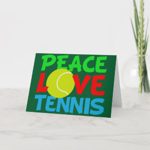 Peace Love Tennis Player Cute Festive Green Holiday Card