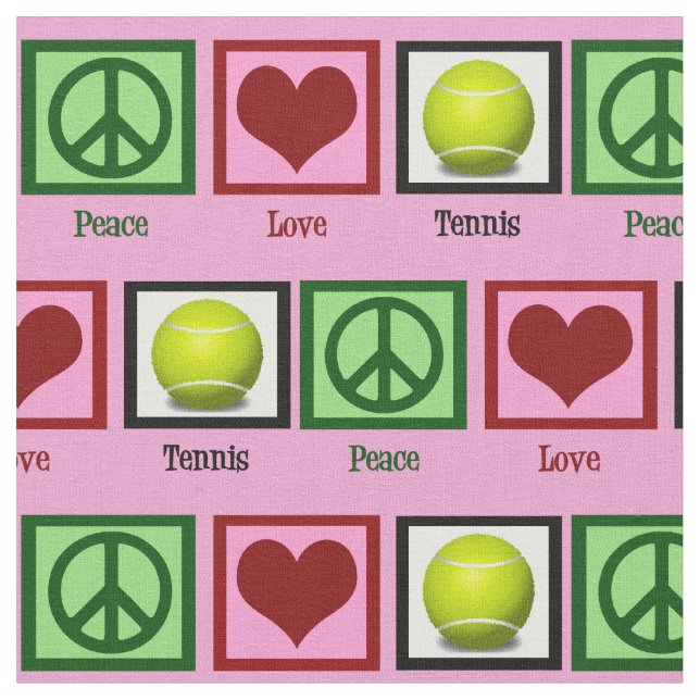 Peace Love Tennis Pretty Pink Fabric (Close Up)