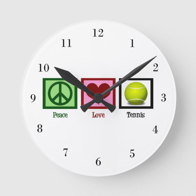 Peace Love Tennis Round Clock (Front)