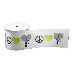 Peace Love Tennis Statement Satin Ribbon