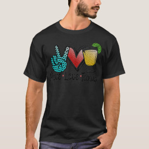Peace Love Tequila Colour Cinco De Mayo Drinking T-Shirt