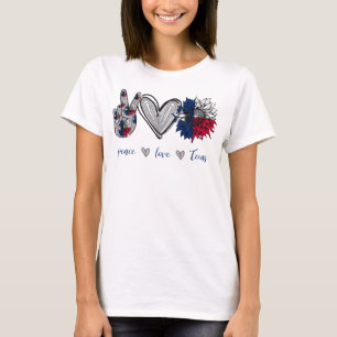 Peace Love Texas Flag Sunflower T-Shirt