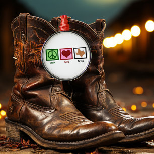 Peace Love Texas Metal Tree Decoration