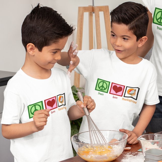 Peace Love Thanksgiving Cute Kids T-Shirt (Creator Uploaded)