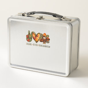 Peace love thanksgiving Gobble Turkey Thanksgiving Metal Lunch Box