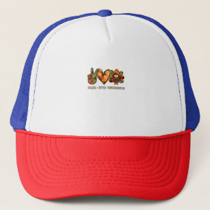 Peace love thanksgiving Gobble Turkey Thanksgiving Trucker Hat