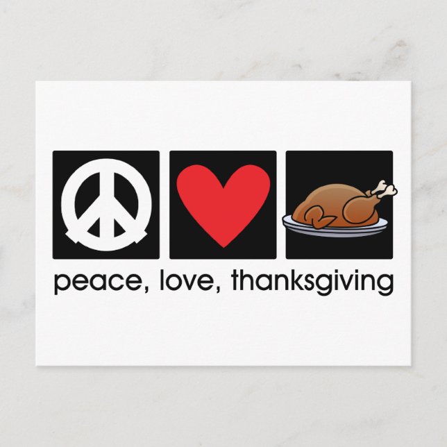 Peace, Love, Thanksgiving Postcard (Front)