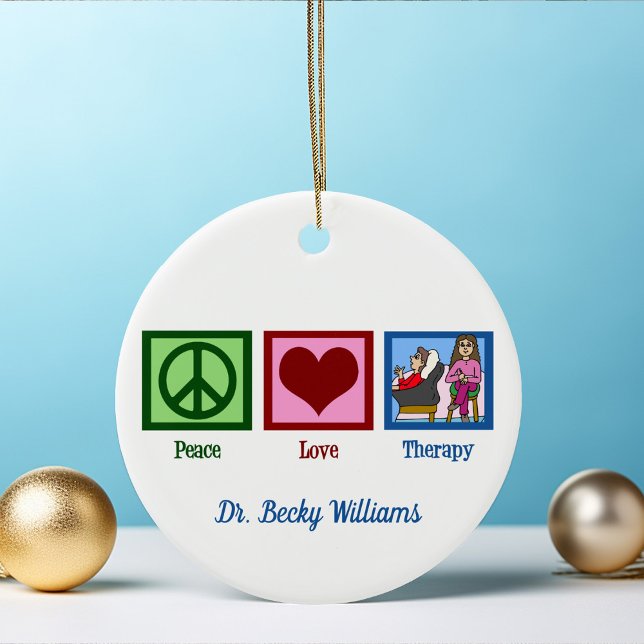 Peace Love Therapy Custom Therapist Christmas Ceramic Tree Decoration (Creator Uploaded)