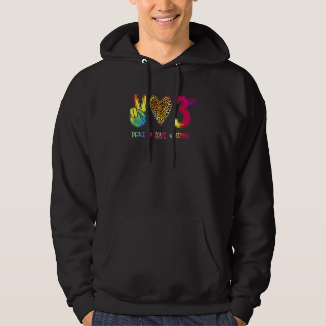 Peace Love Third Grade Squad Back To School Hoodie (Front)